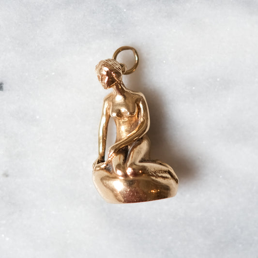 Vintage 14k Yellow Gold Bernhard Hertz Little Mermaid Statue Charm