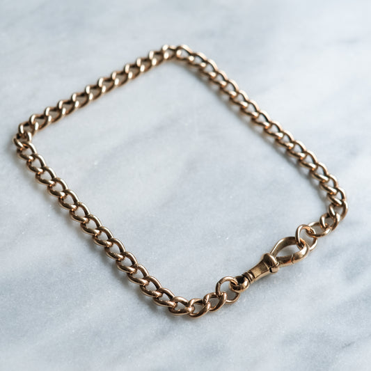 Antique 9K Rose 8.25" Gold Curb-Link Watch Chain