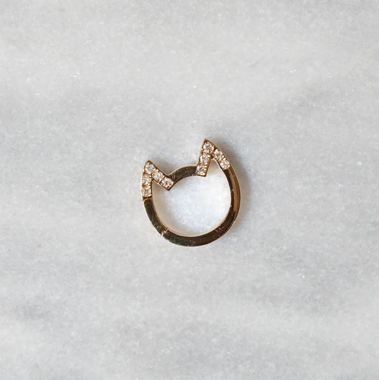 18K Yellow Gold Eye of the Cat Connector with Diamond Ears