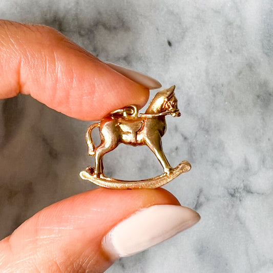 9K Yellow Gold Rocking Horse Charm