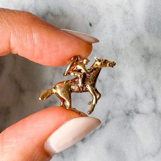 9K Yellow Gold Jockey & Horse Charm